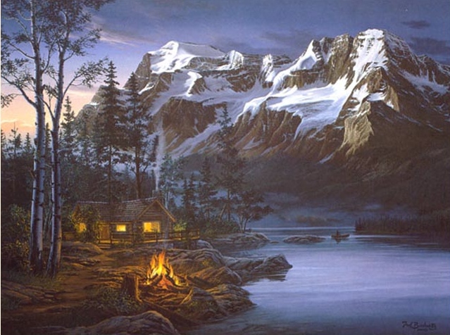 (image for) Handmade oil painting Copy paintings of famous artists Fred Buchwitz's evening mountain splendour - Click Image to Close